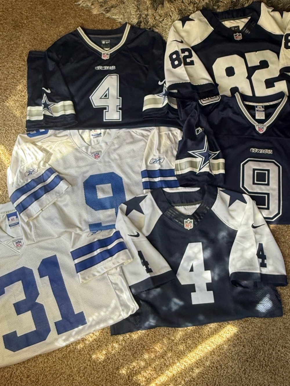 Dallas Cowboys MEGA BUNDLE 6 JERSEYS +NIKE SHIRTS,BELT,MASK,PONCHO& SOMBRERO